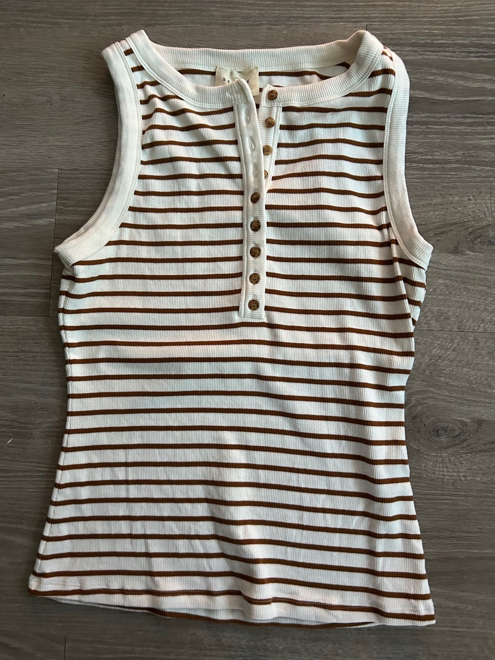 Sezane Felicien Top - Camel w/ White Stripes - Picture 4 of 6